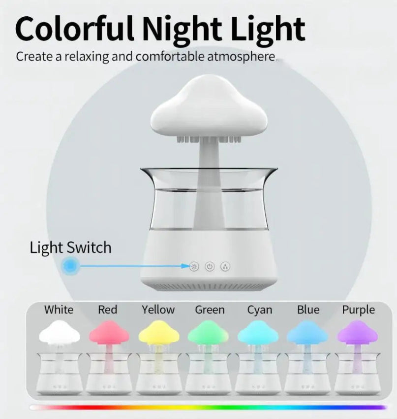 Relax Cloud Rain Diffuser Humidifier Raindrop Aromatherapy Machine Ultrasonic Atomization Humidification Colorful Lamp